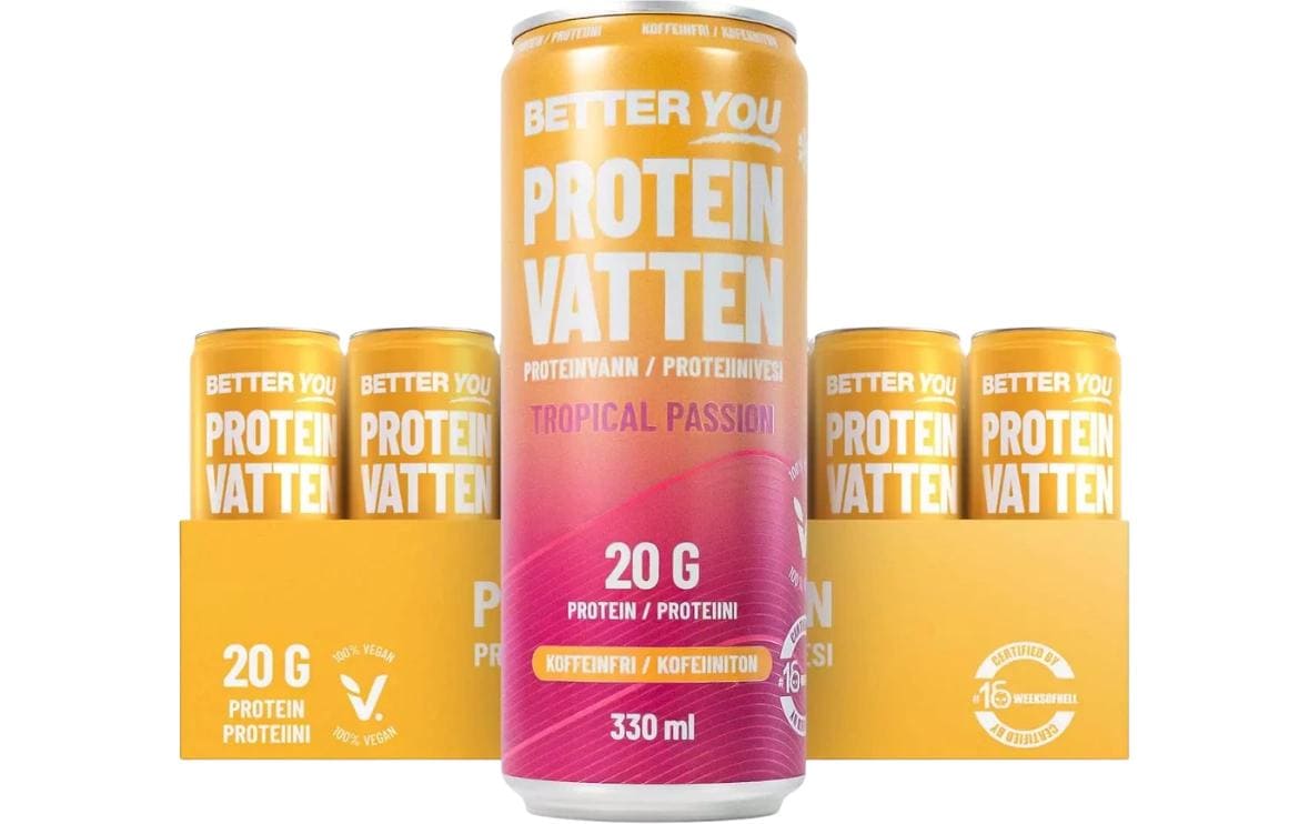 Better You Soda – Proteinwasser Tropical Passion, Passionsfrucht, zuckerfrei, vegan – 24 × 3,3 dl