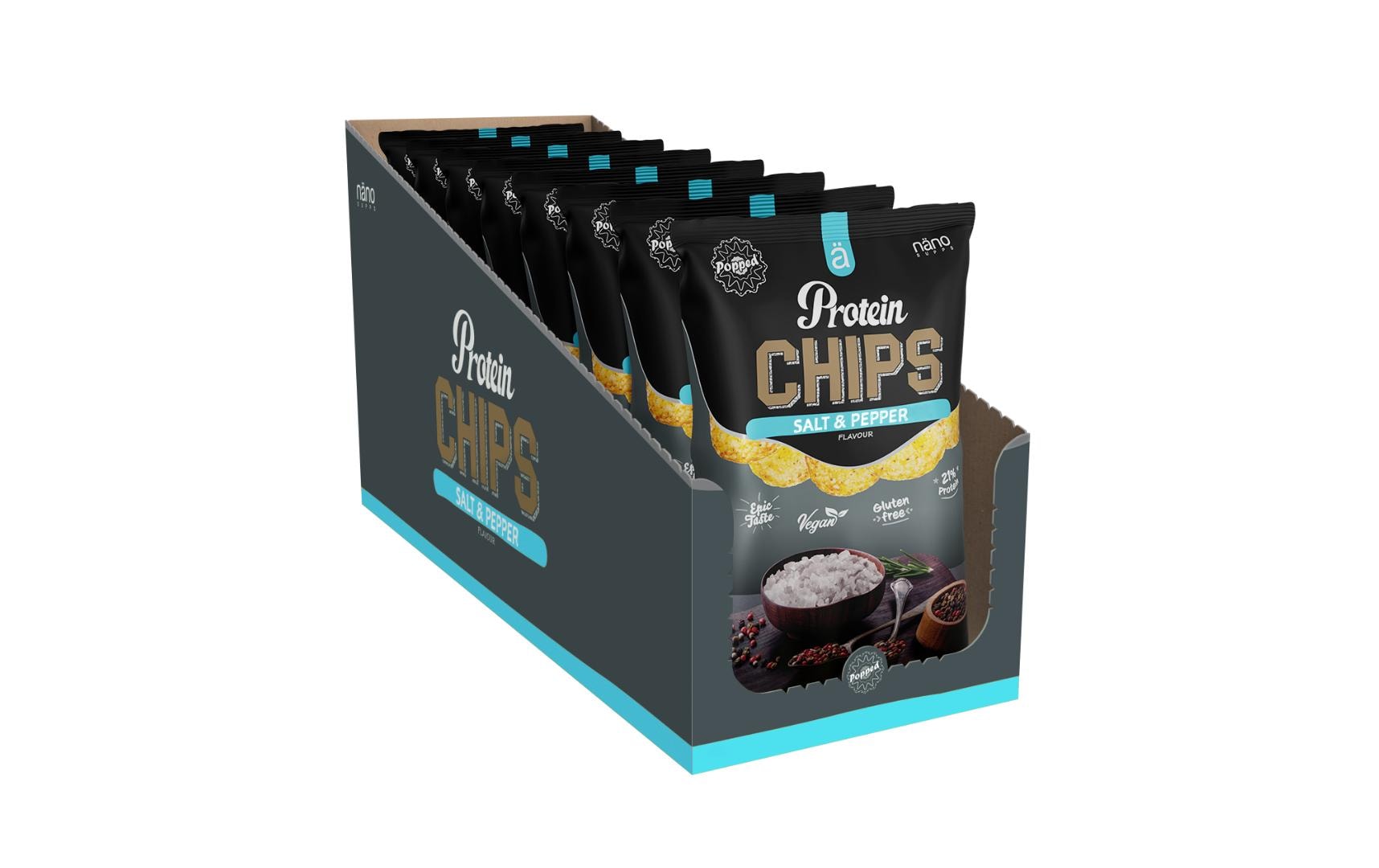 Näno Protein Popped Chips – Salz & Pfeffer, Vegan, Glutenfrei – 40 g