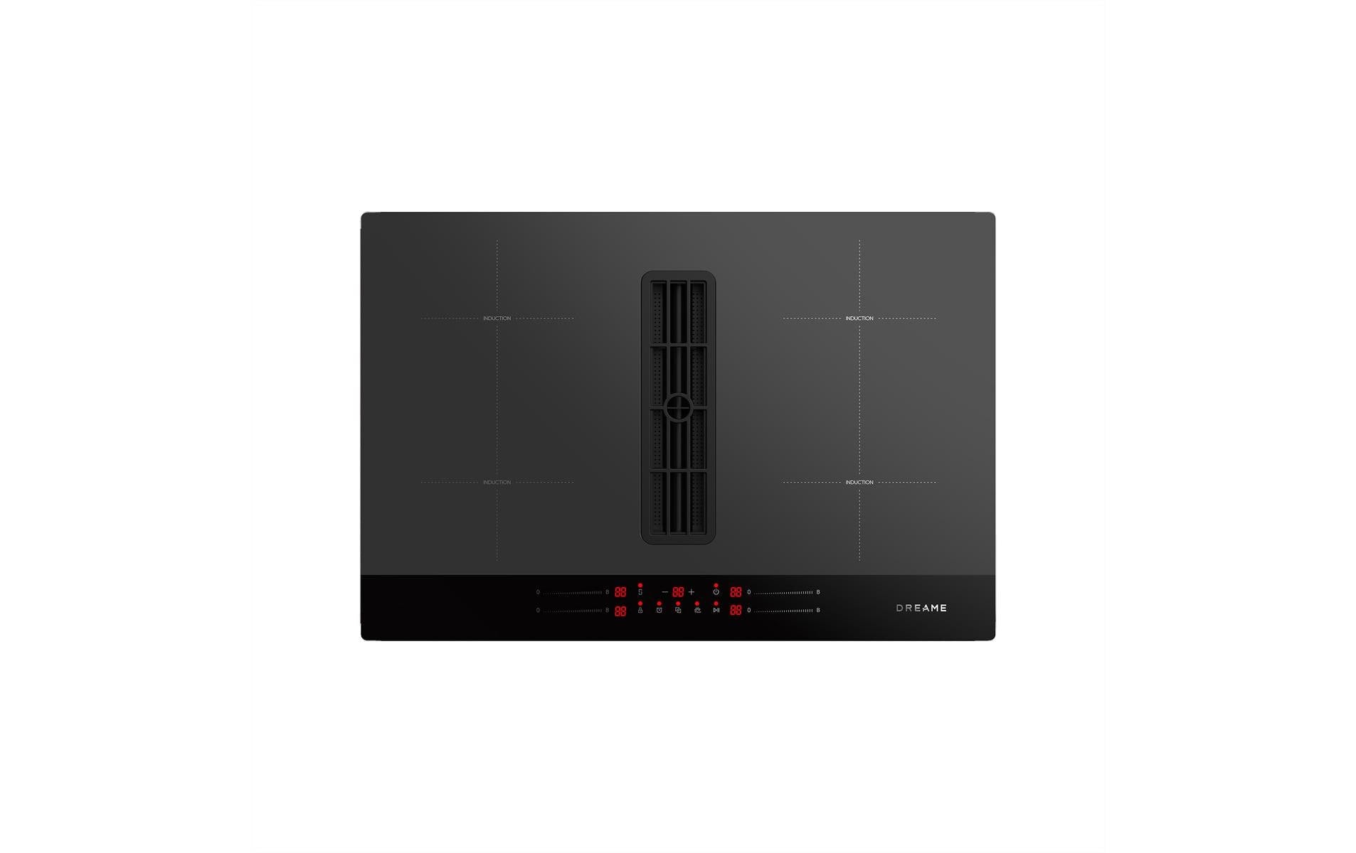 Dreame Kochfeld mit integriertem Dunstabzug VZ40PRO – 77 cm, Induktion, 4 Kochzonen, Touchscreen, aufliegend