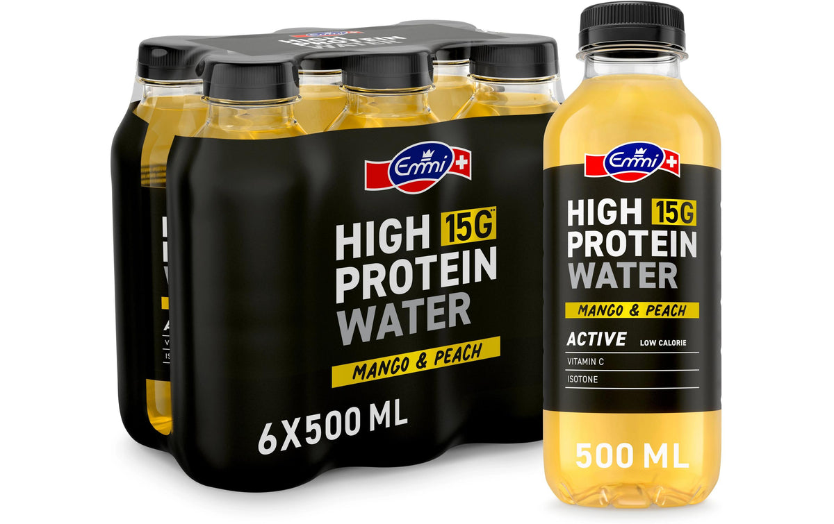 Emmi high protein water Emmi – Proteinwasser, Mango & Pfirsich – 6 × 5 dl