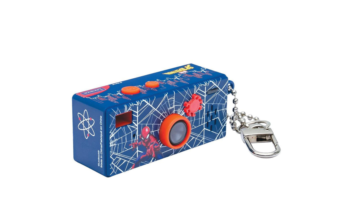 Lexibook Spider-Man Schlüsselanhänger Mini Digitalkamera – Kompaktkamera, 1" Bildschirm, 30 GB, SD-Slot/USB-C, Blau