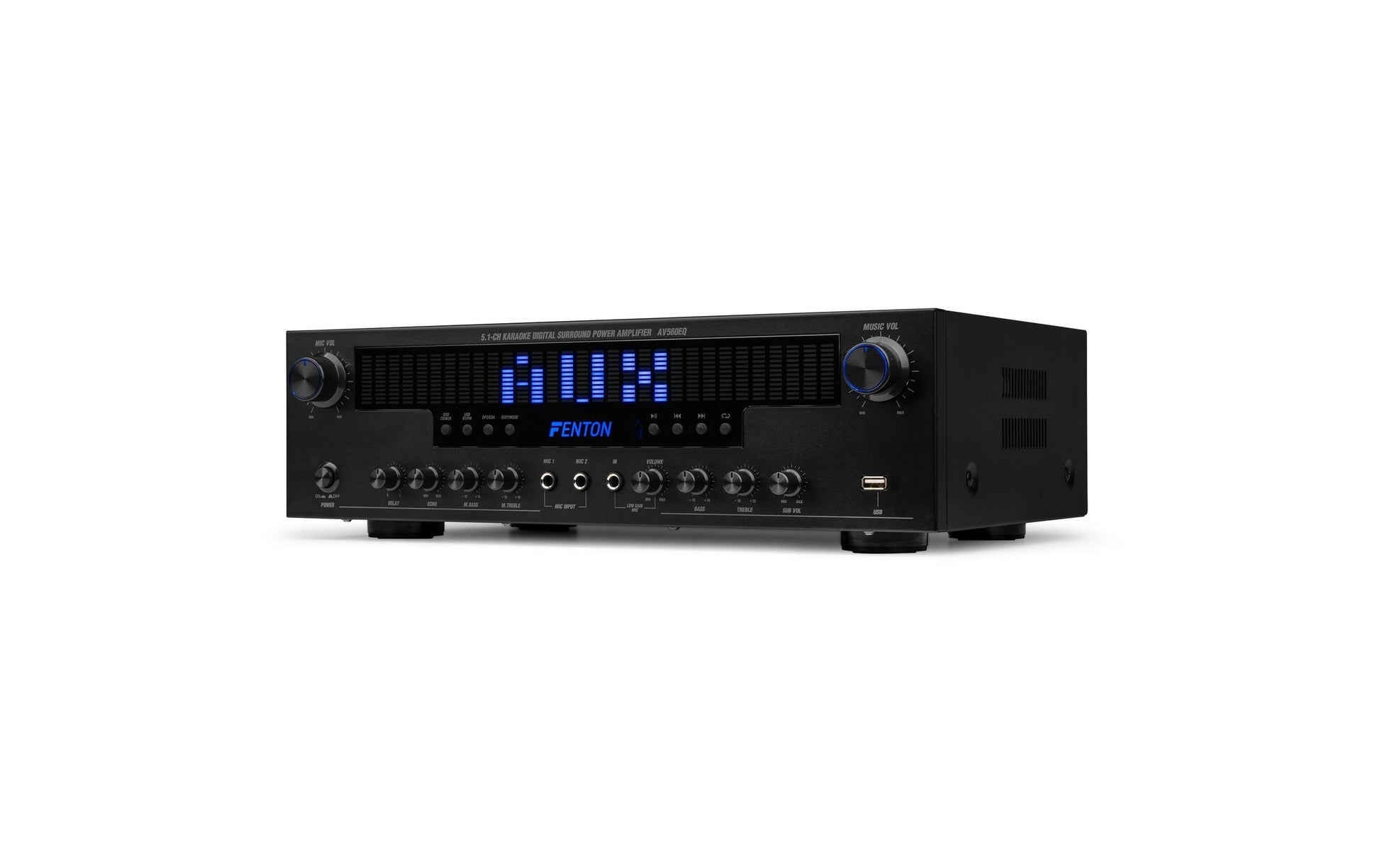 Audizio AV560EQ – Stereo-Vollverstärker, 2×100 W (8 Ω), 3.5/6.3 mm, Cinch, USB, Bluetooth, Toslink/Koaxial