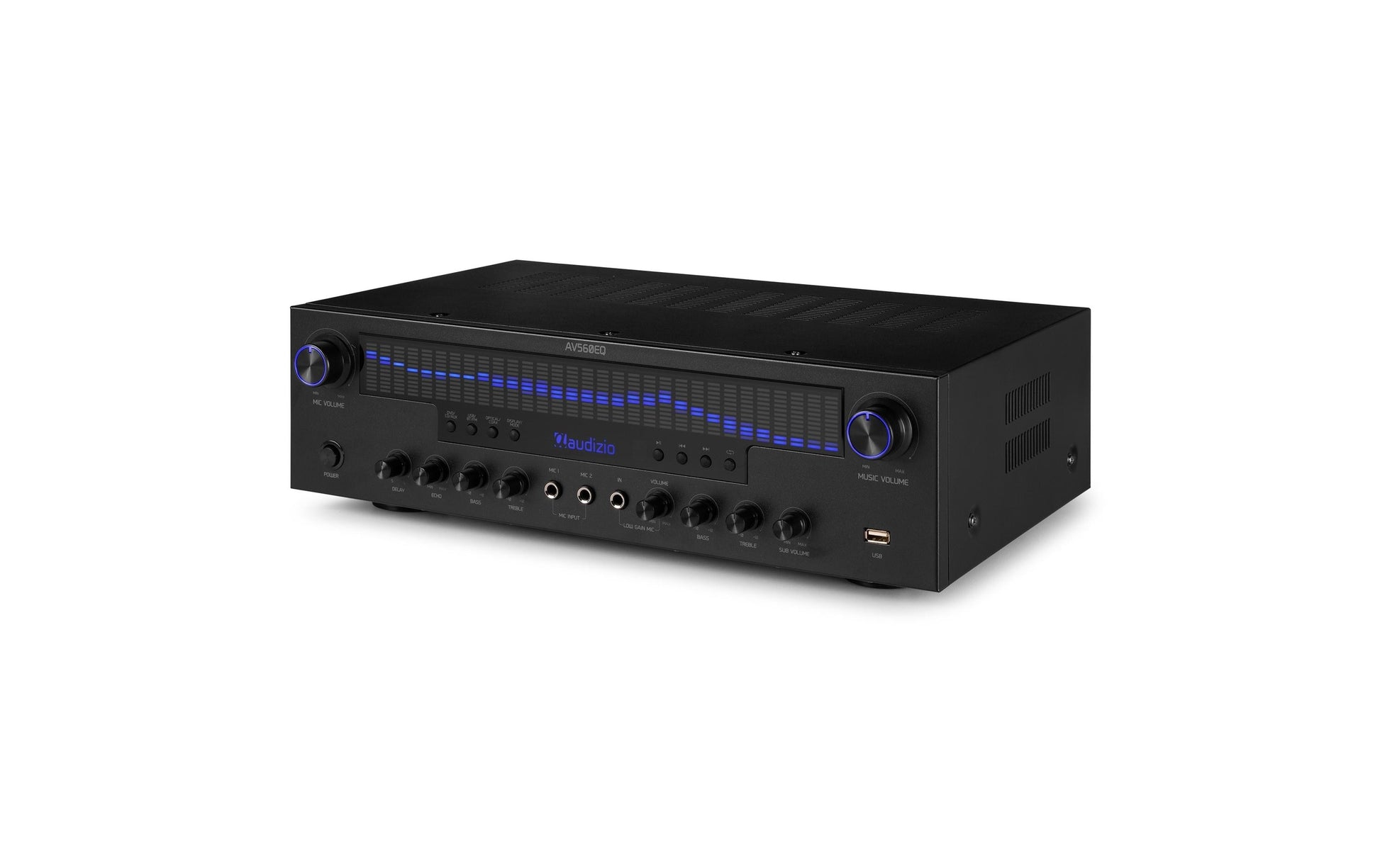 Audizio AV560EQ – Stereo-Vollverstärker, 2×100 W (8 Ω), 3.5/6.3 mm, Cinch, USB, Bluetooth, Toslink/Koaxial