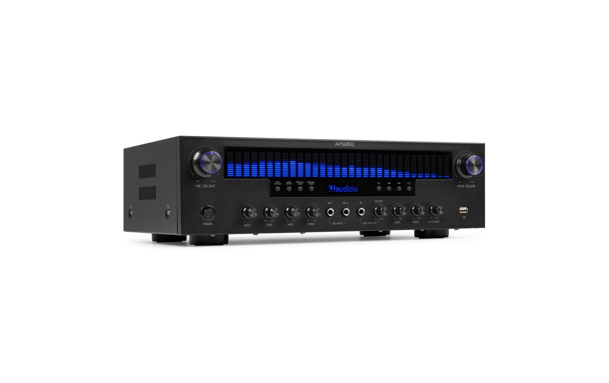 Audizio AV560EQ – Stereo-Vollverstärker, 2×100 W (8 Ω), 3.5/6.3 mm, Cinch, USB, Bluetooth, Toslink/Koaxial