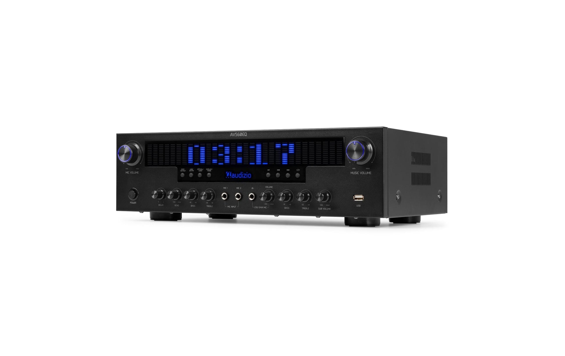 Audizio AV560EQ – Stereo-Vollverstärker, 2×100 W (8 Ω), 3.5/6.3 mm, Cinch, USB, Bluetooth, Toslink/Koaxial