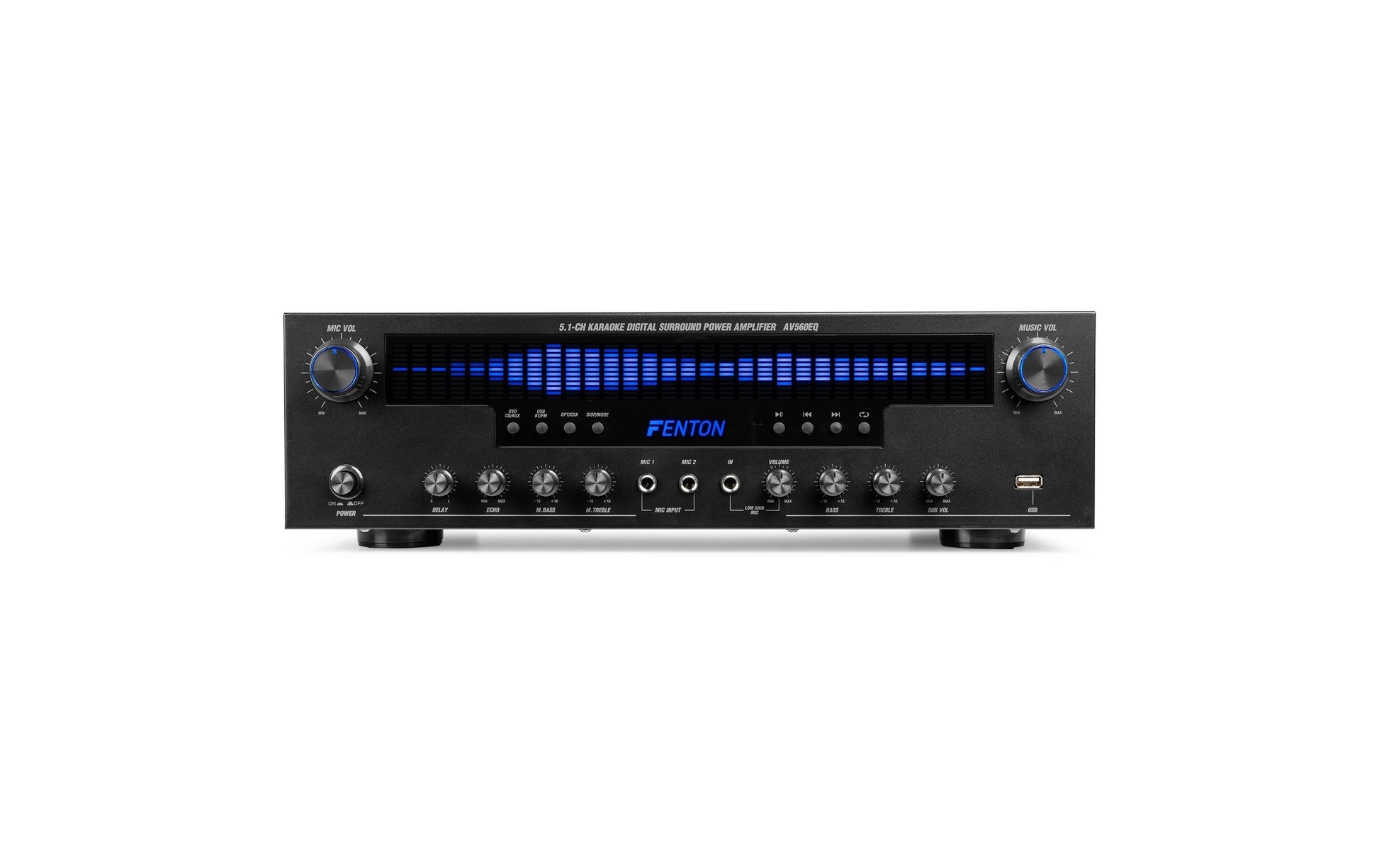 Audizio AV560EQ – Stereo-Vollverstärker, 2×100 W (8 Ω), 3.5/6.3 mm, Cinch, USB, Bluetooth, Toslink/Koaxial