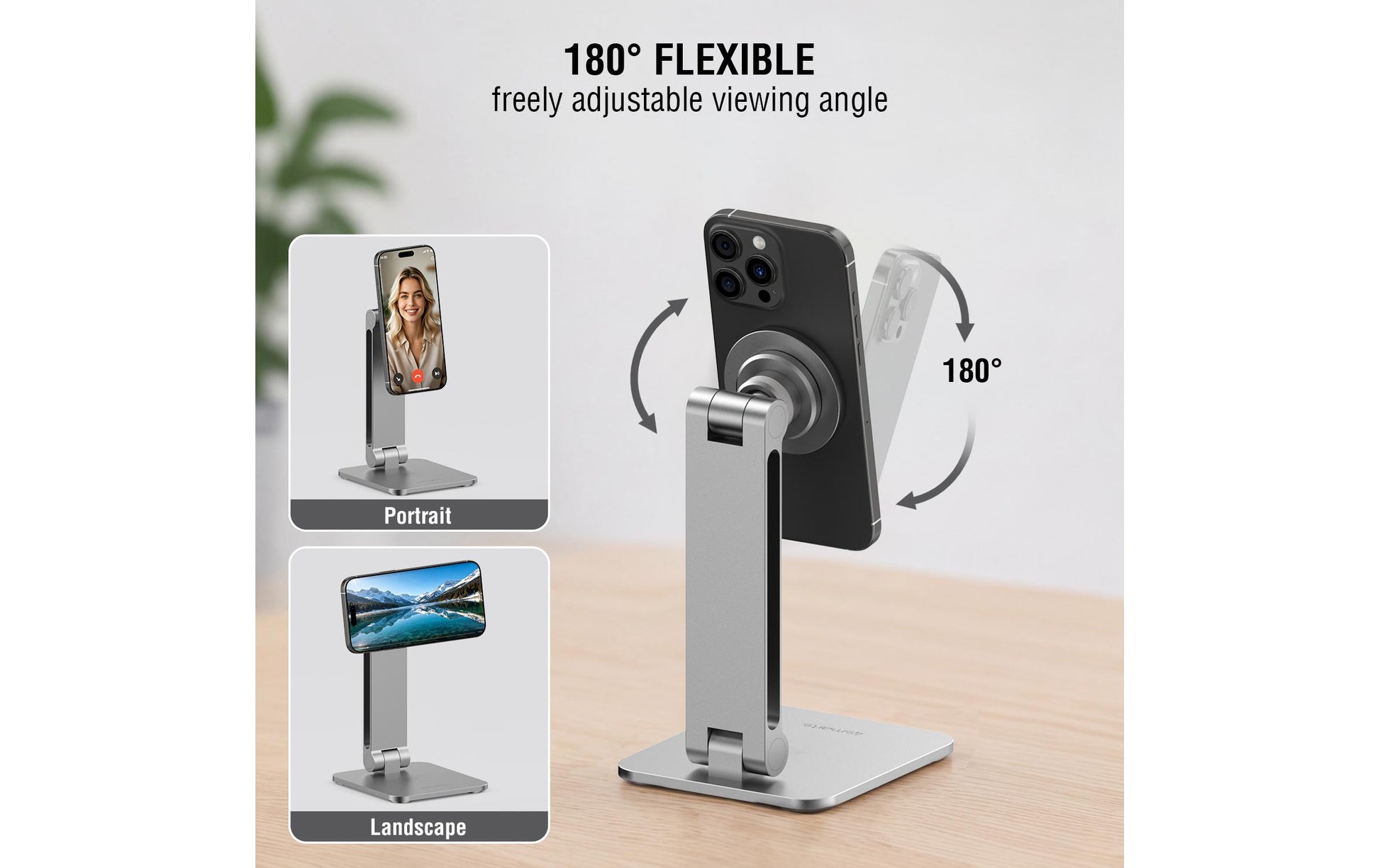4smarts ErgoPro Desk Stand – Tisch-Ständer – magnetisch, zusammenklappbar – für MagSafe-Geräte, Smartphones, Tablets