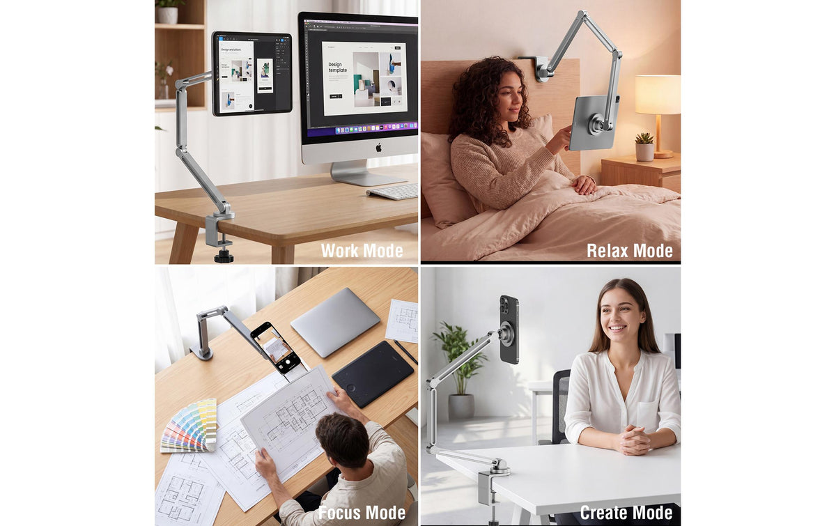 4smarts Tablet-Arm (Tischklemme) für MagSafe-Geräte und Tablets – bis 15,6" – Grau