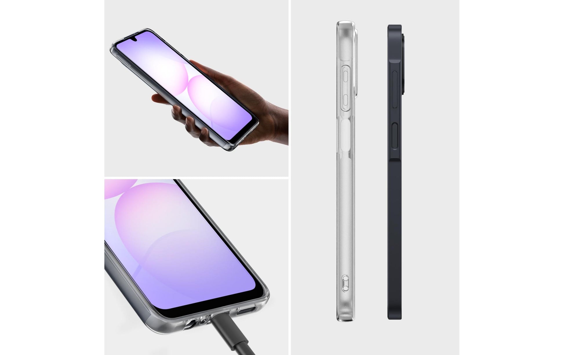 4SMARTS 360° Schutzset – Backcover – für Samsung Galaxy A07 5G, Glas+PC, Transparent