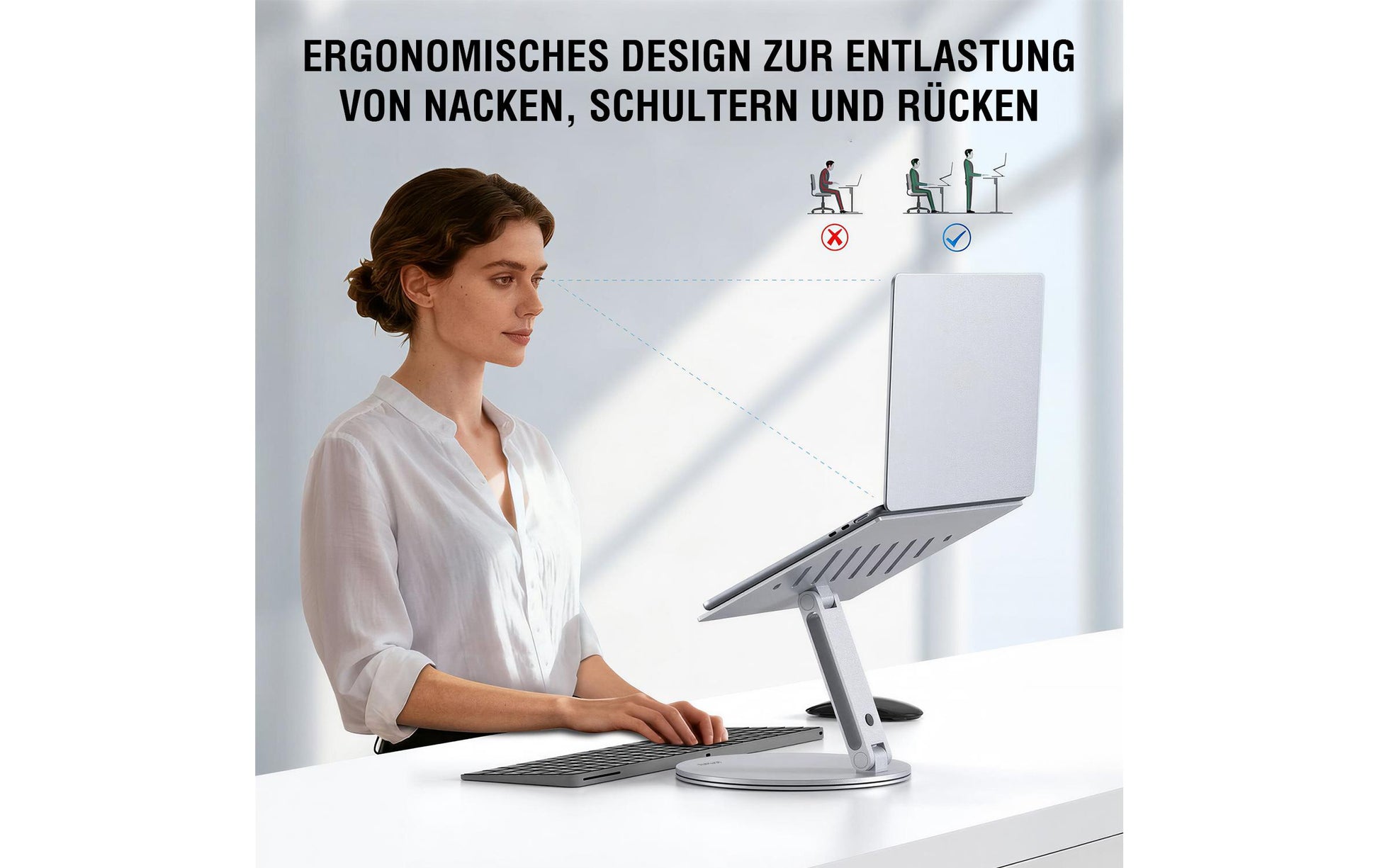 4smarts Laptop-Ständer – bis 17″, Aluminium, Silikon – Grau