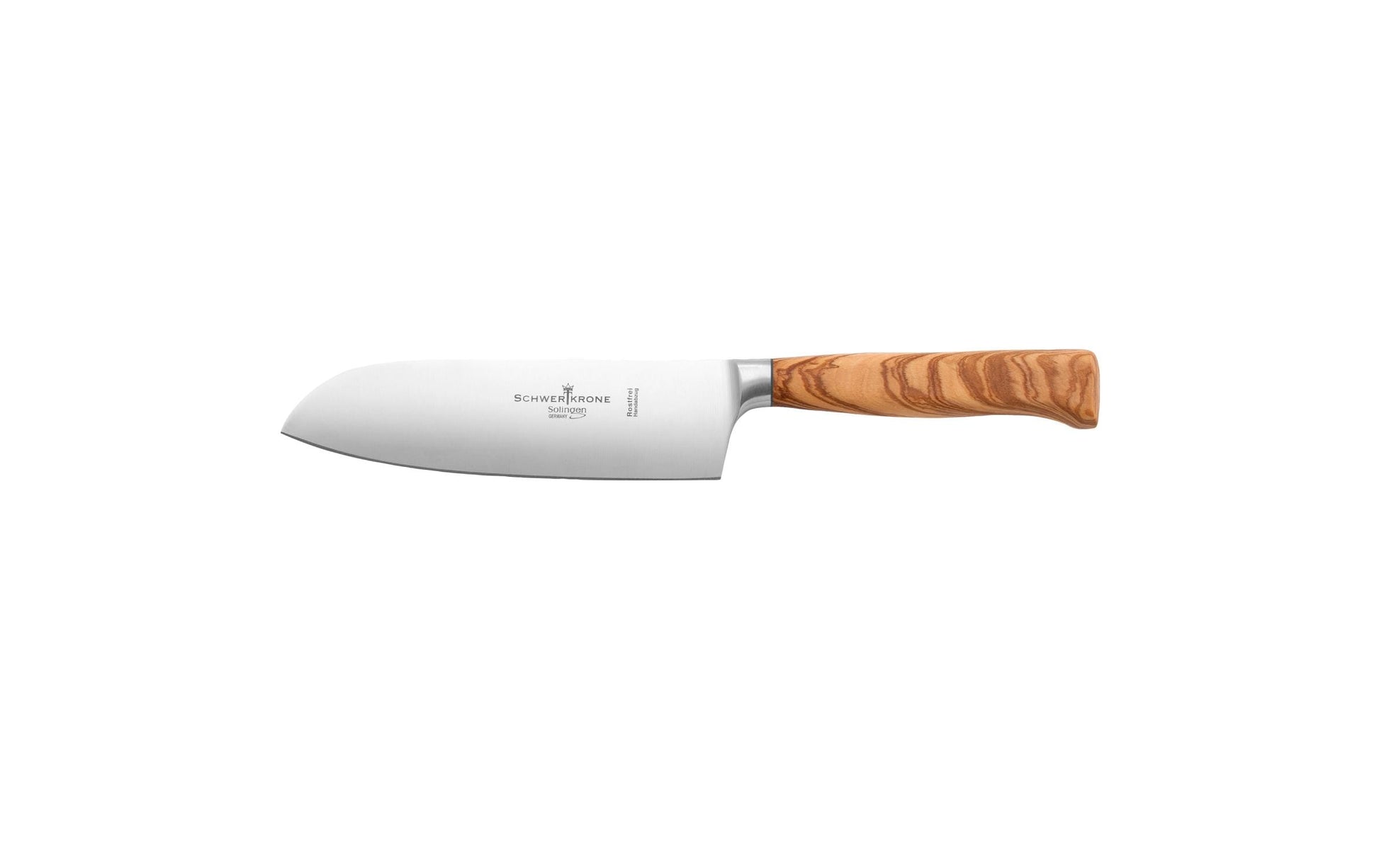 Schwertkrone Santokumesser 18 cm, Edelstahl, Olivenholz