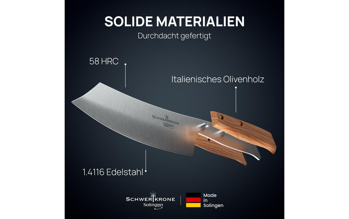 Schwertkrone Tranchiermesser 22 cm, Edelstahl, Olivenholz