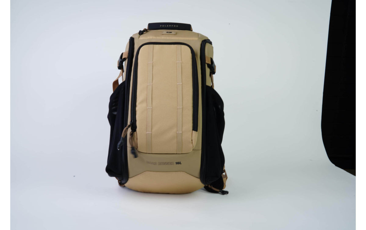 PolarPro RoadRunner 16L Rucksack Kameratasche – 16 L, 3 Objektive, Tablet-Fach – Sand