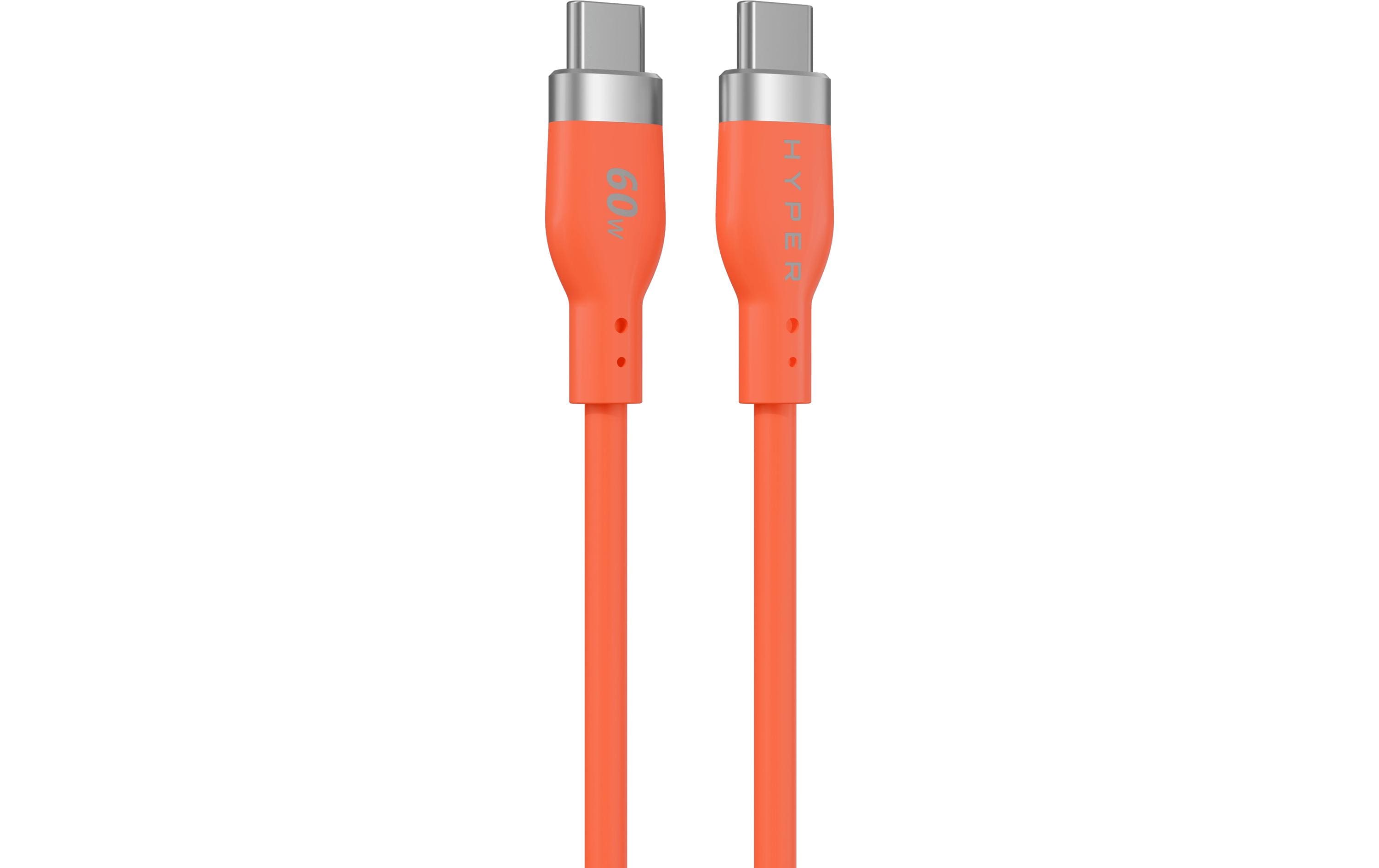 Hyper USB-C auf USB-C Kabel – USB 2.0 (480 Mbit/s) – 1,5 m – PD 60 W – Silikon – Orange