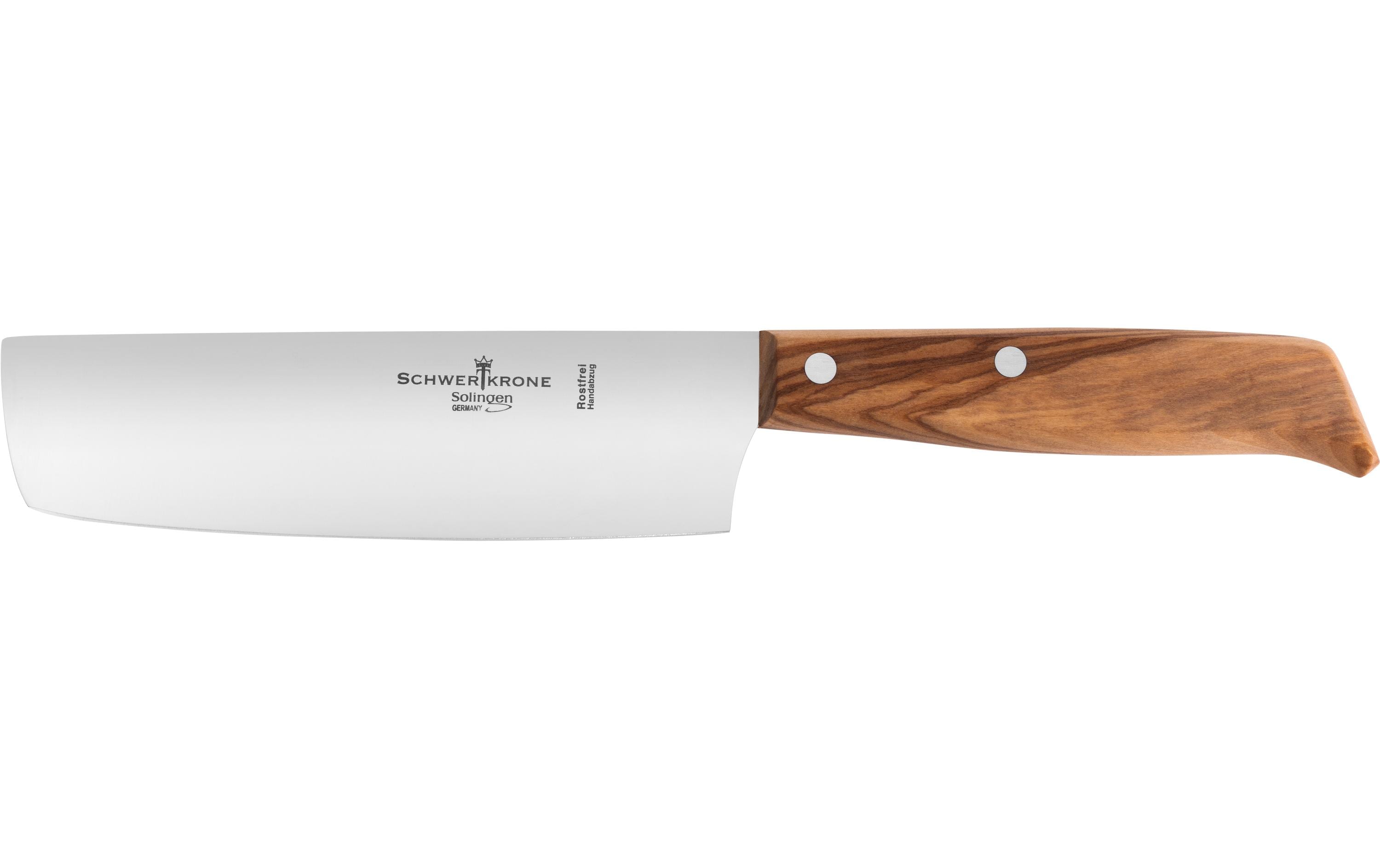 Schwertkrone Nakiri-Kochmesser 17 cm, Edelstahl, Olivenholz, Braun/Silber