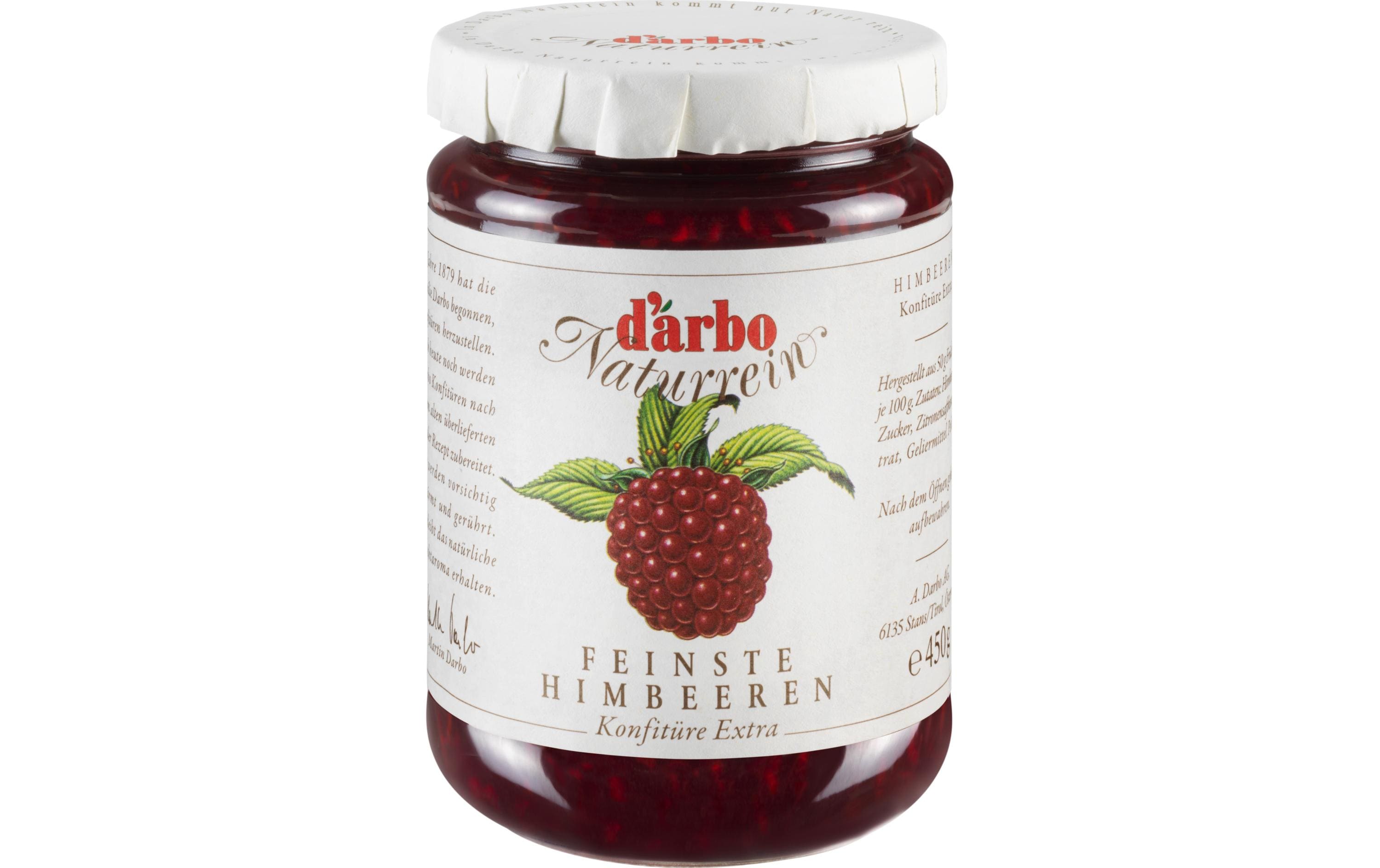 D'arbo Konfitüre Himbeere – glutenfrei, vegan – 450 g