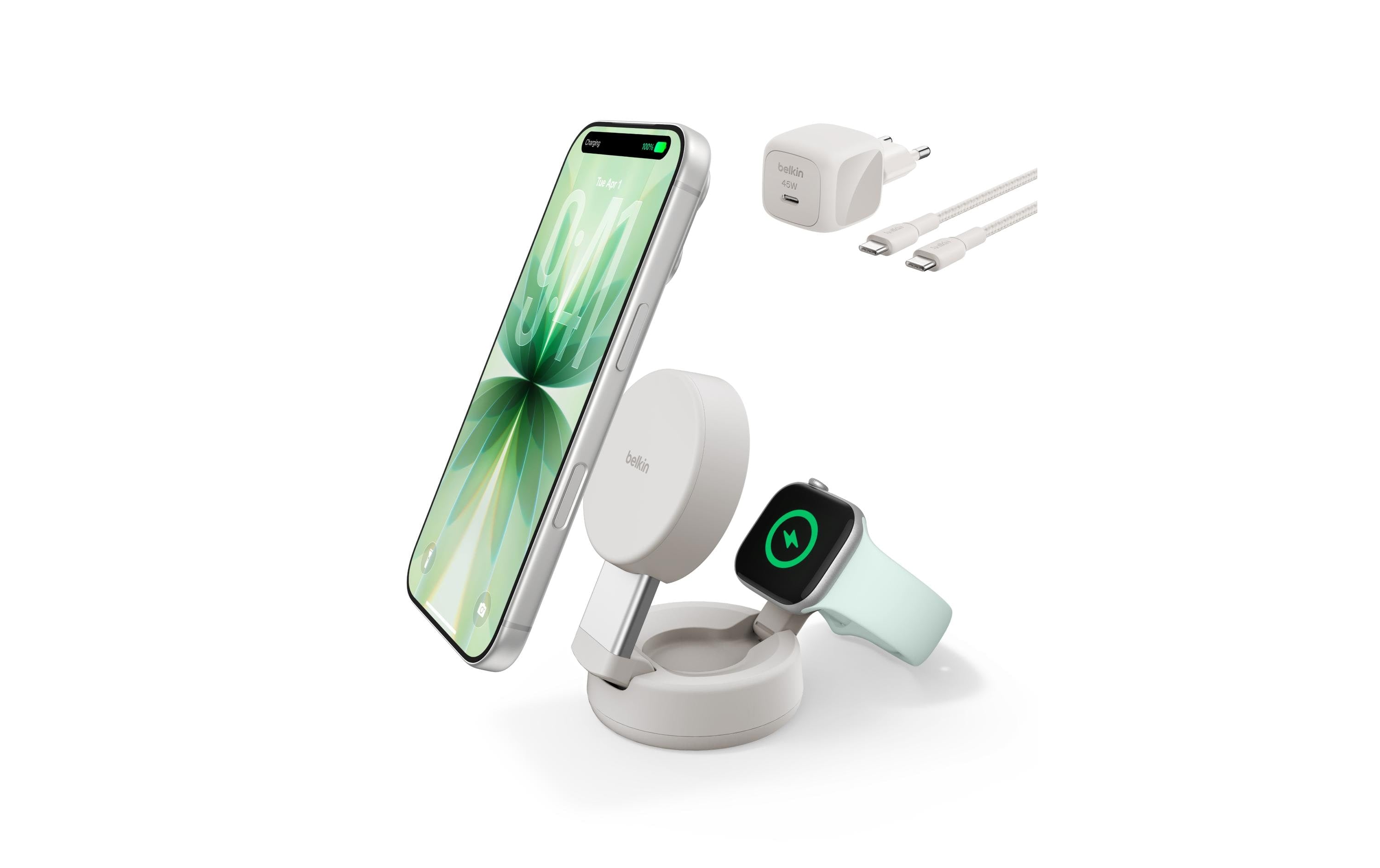 Belkin UltraCharge Kabelloses Ladegerät 25 W 2-in-1 – Qi2, magnetisch, verstellbar