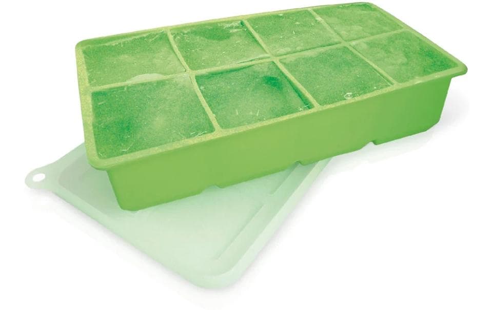 Vin Bouquet – Eiswürfelform 8er, Würfel 5 × 5 × 5 cm, mit Deckel, Silikon, Grün/Transparent