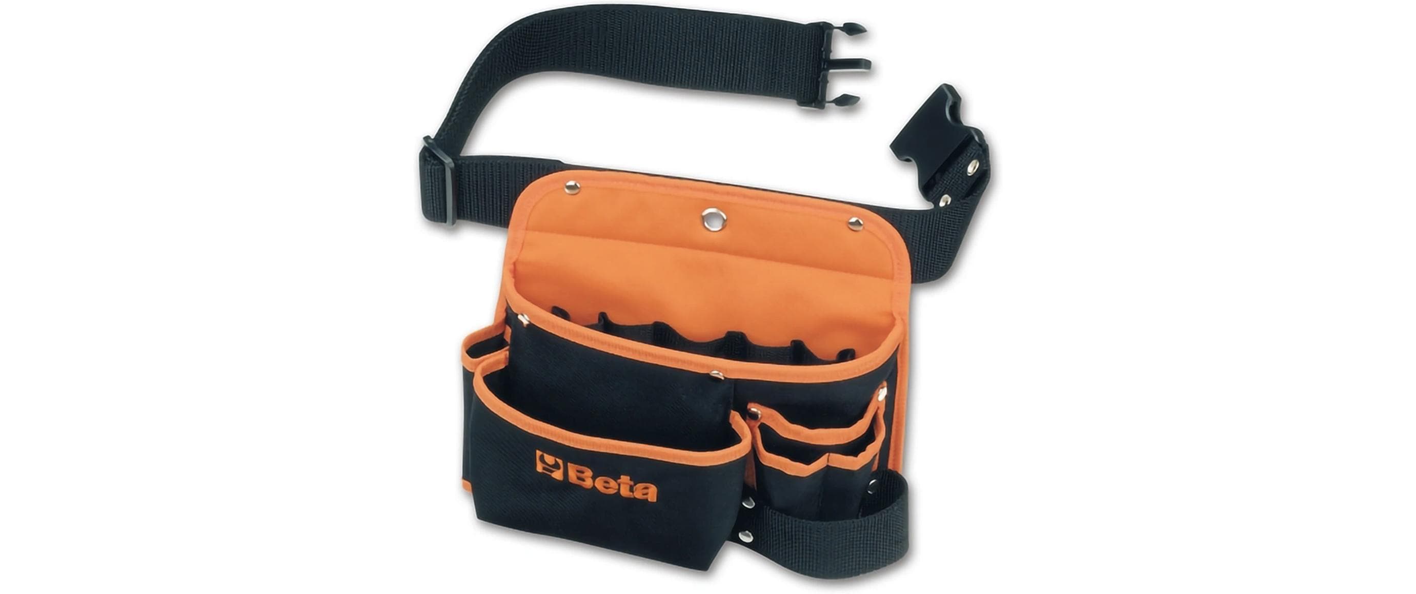 Beta Distribution BETA 2005PA/S Werkzeugtasche 1 l – leer, 5 Fächer, wasserfest, orange/schwarz, Nylon, B 214 × H 71 × T 150 mm