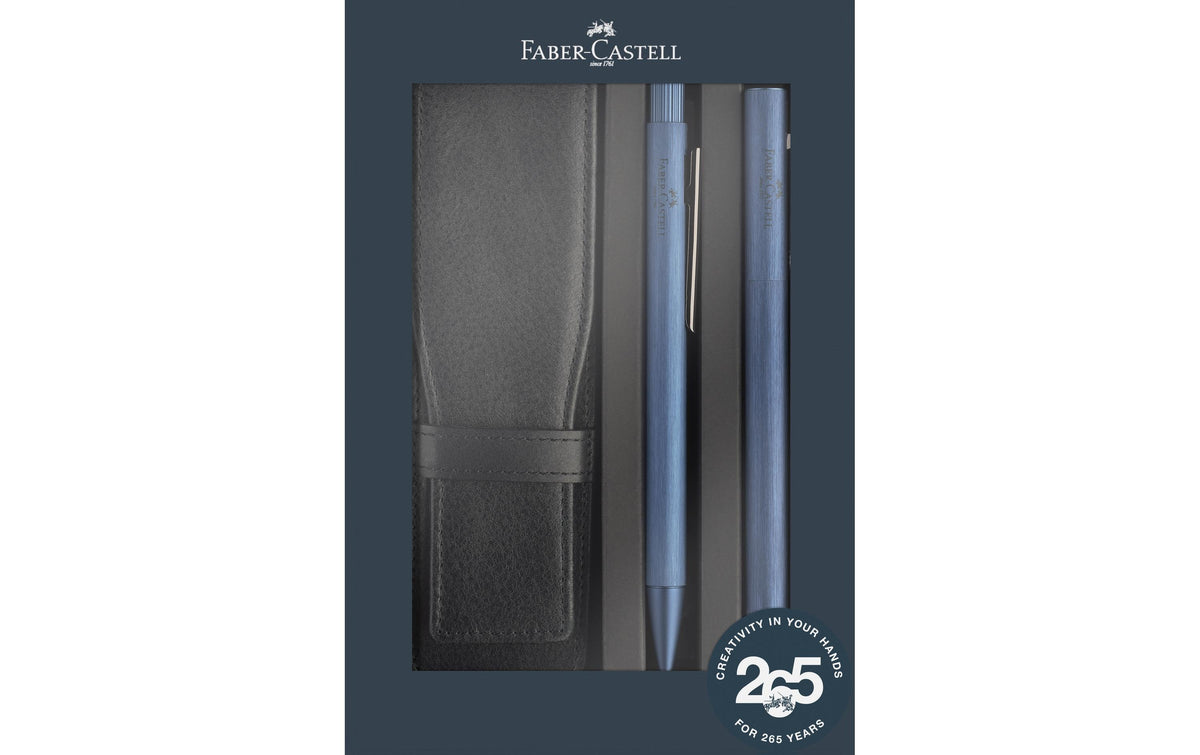 Faber-Castell Geschenkset Neo Slim Kugelschreiber – Schwarz, Blau, Medium