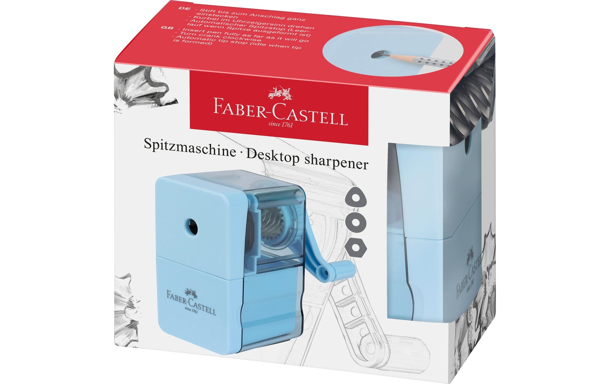 Faber-Castell Spitzdose – Ø 8,4 mm – Kunststoff/Metall – Hellblau