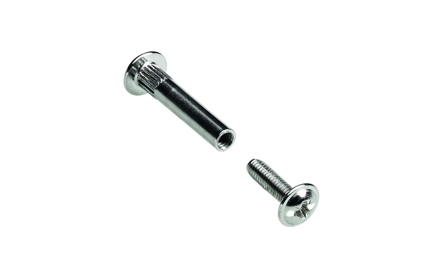 Hettich Verbindungsschraube – Ø 5 mm, Stahl, vernickelt, Grau, Silber