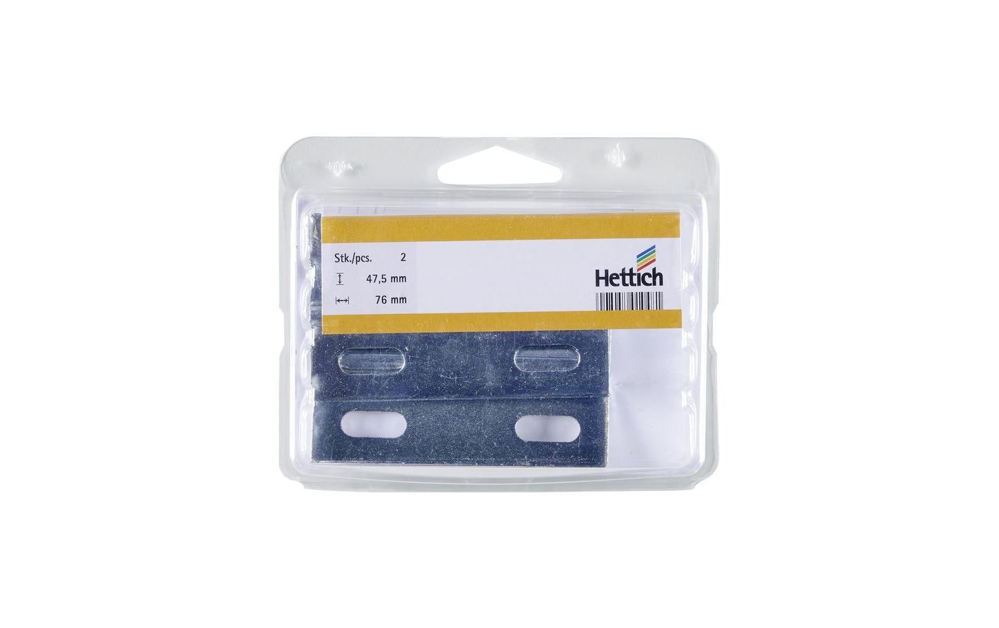 Hettich Schrankaufhängung Schiene – 47,5 × 76 mm, Stahl, verzinkt