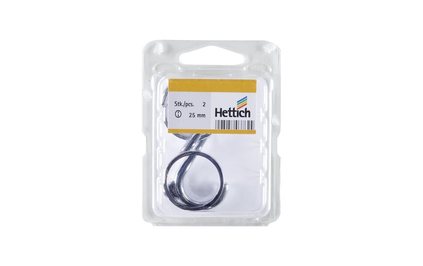 Hettich Haken – Stahl – silber/verchromt (für Rundrohr Ø 25 mm) – Ø 25 × 65 mm