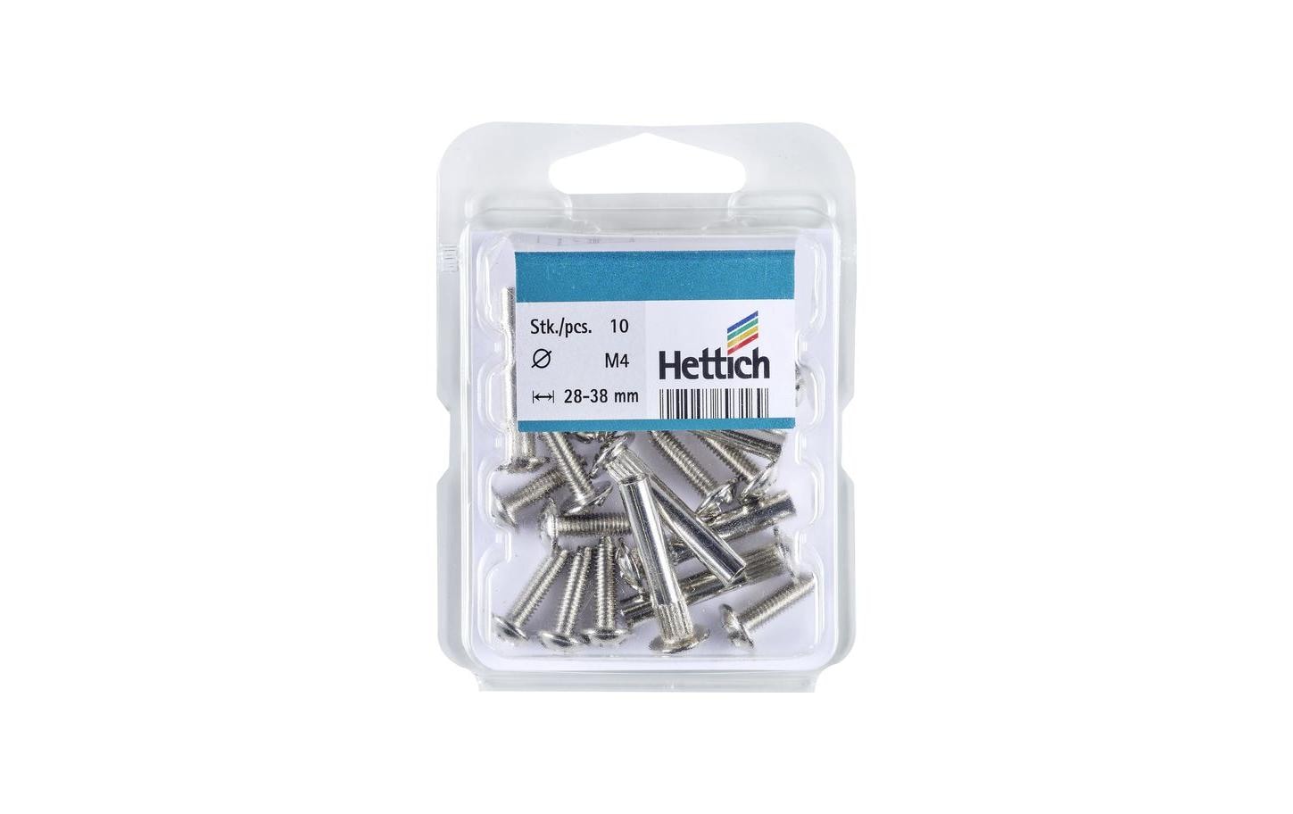 Hettich Verbindungsschraube – Ø 5 mm, Stahl, vernickelt, Grau, Silber