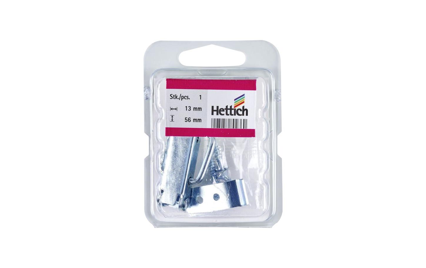 Hettich Kistenverschluss – 13 × 56 mm, Stahl, verzinkt