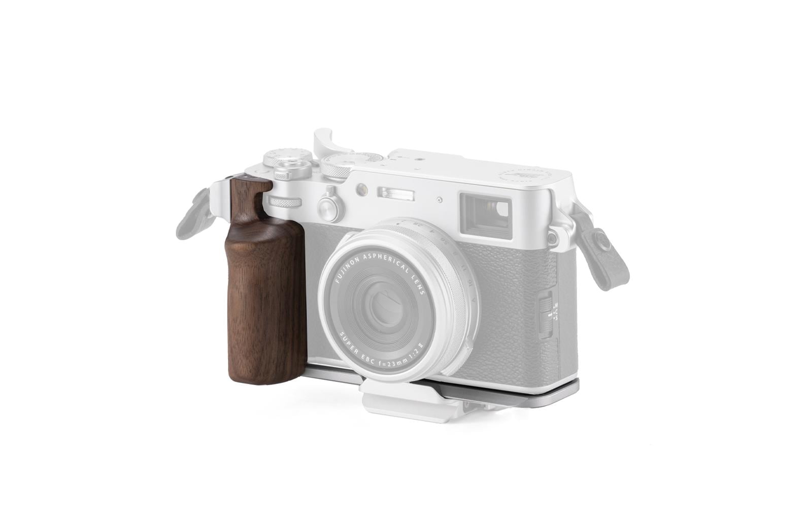 Tilta Montagegrundplatte X100VI – mit Holzgriff – für Fujifilm X100 VI – Silber