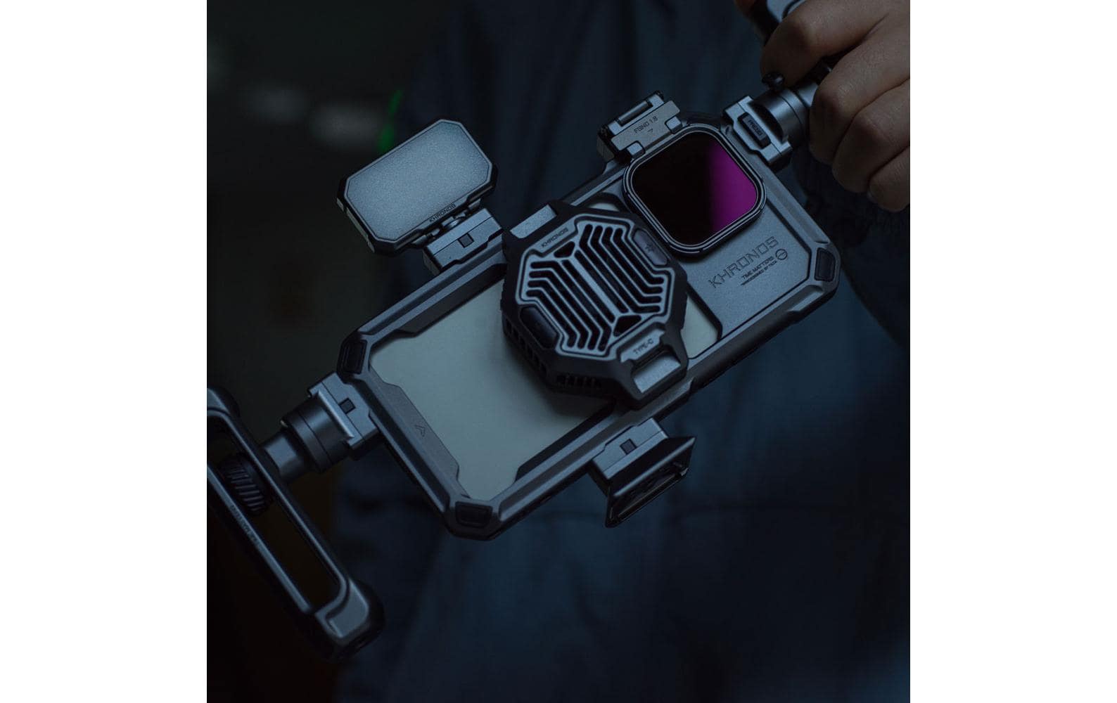 Tilta Mini LED Panel – Spezial-Zubehör – dimmbar, 5600 K – für Apple iPhone, Tilta Khronos Case – Grau