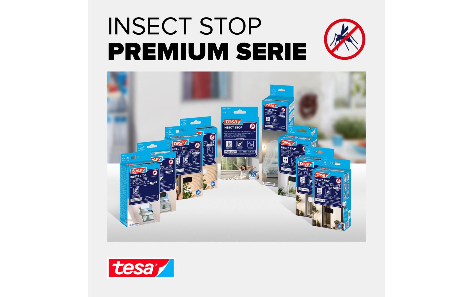 TESA COMFORT Fenster-Fliegengitter – 120 × 240 cm – anthrazit – für Fluginsekten – 2 Stk.