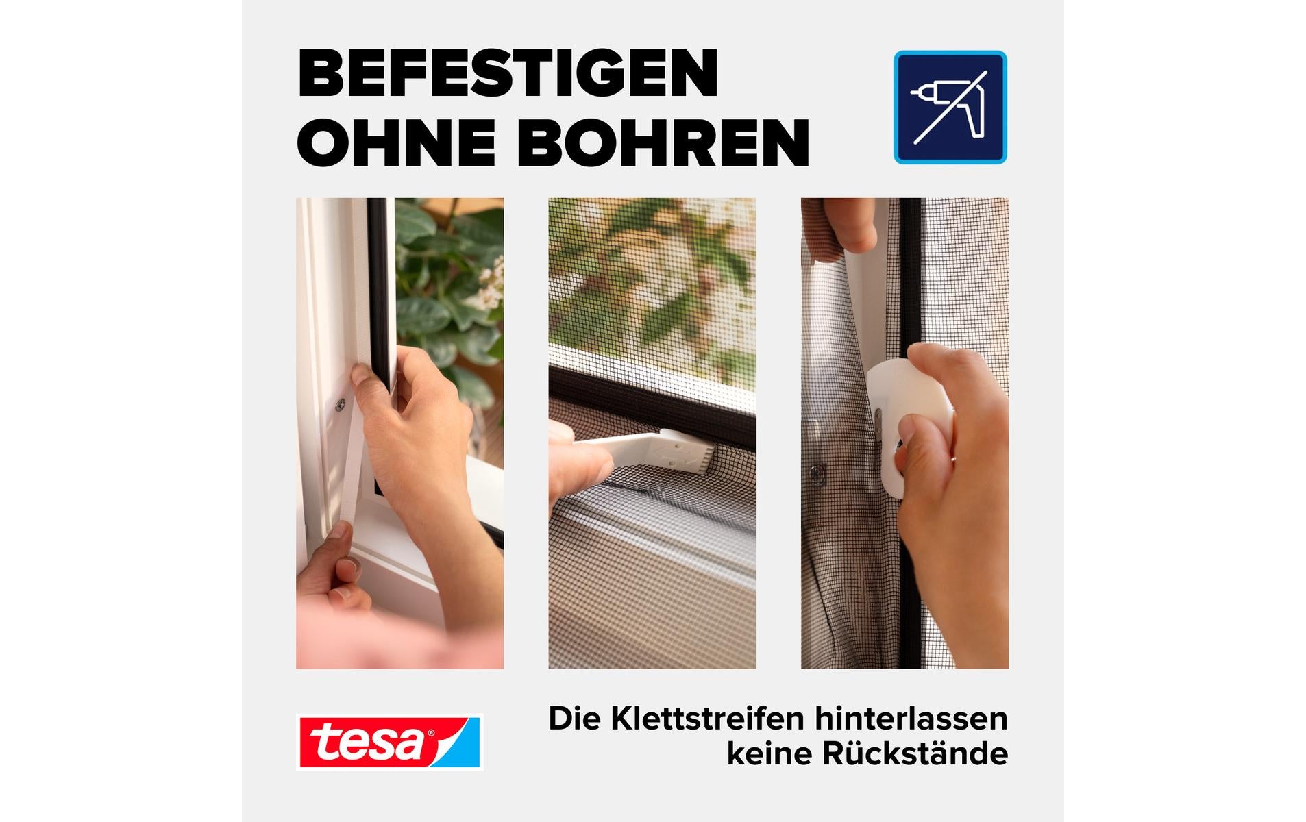 TESA COMFORT Fenster-Fliegengitter – 120 × 240 cm – anthrazit – für Fluginsekten – 2 Stk.