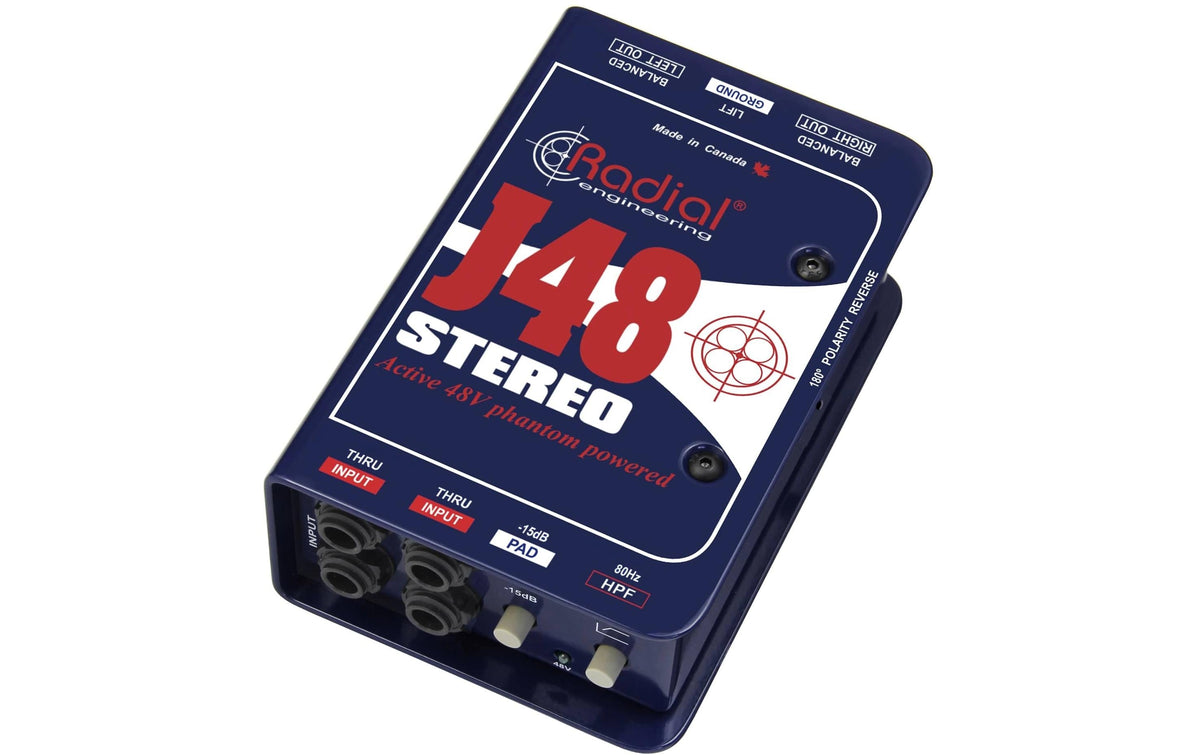 Radial J48 – Phantomspeisung – Aktiv, Stereo – Metall, Stahl – 84×48×127 mm