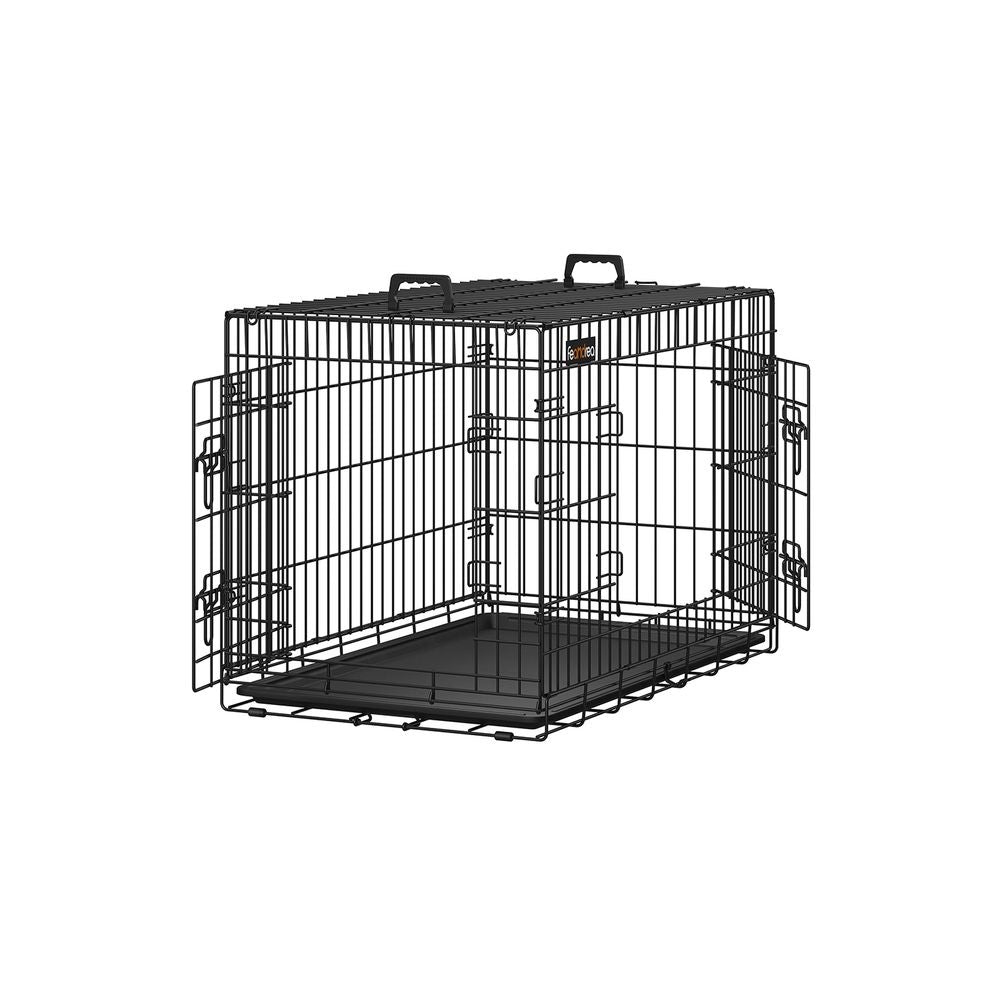 Feandrea Transportbox (fest), verschliessbar – für Hund – 92,5 × 64 × 57,5 cm – schwarz – 1 Stk.