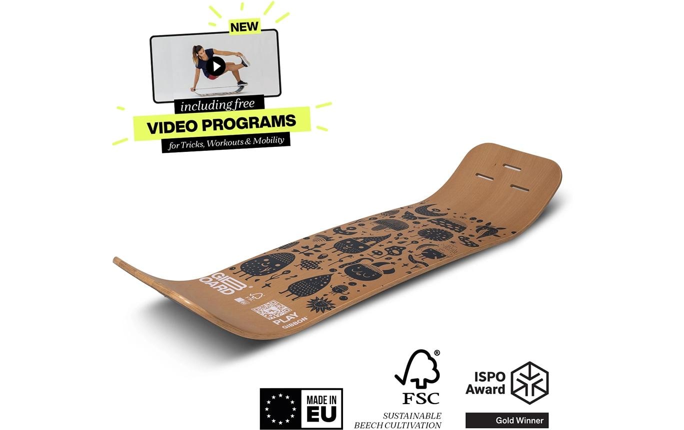 Gibbon Slackboard Play Balance Board – für Erwachsene ab 60 kg – Buche – schwarz – FSC