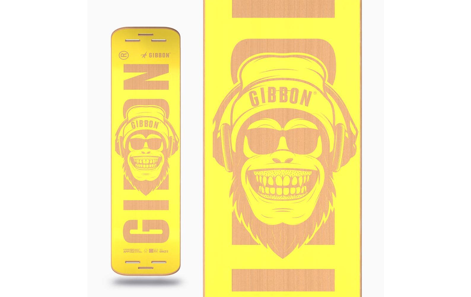 Gibbon Balance Board Bonzo – Buchenfurnier – Gelb/Schwarz