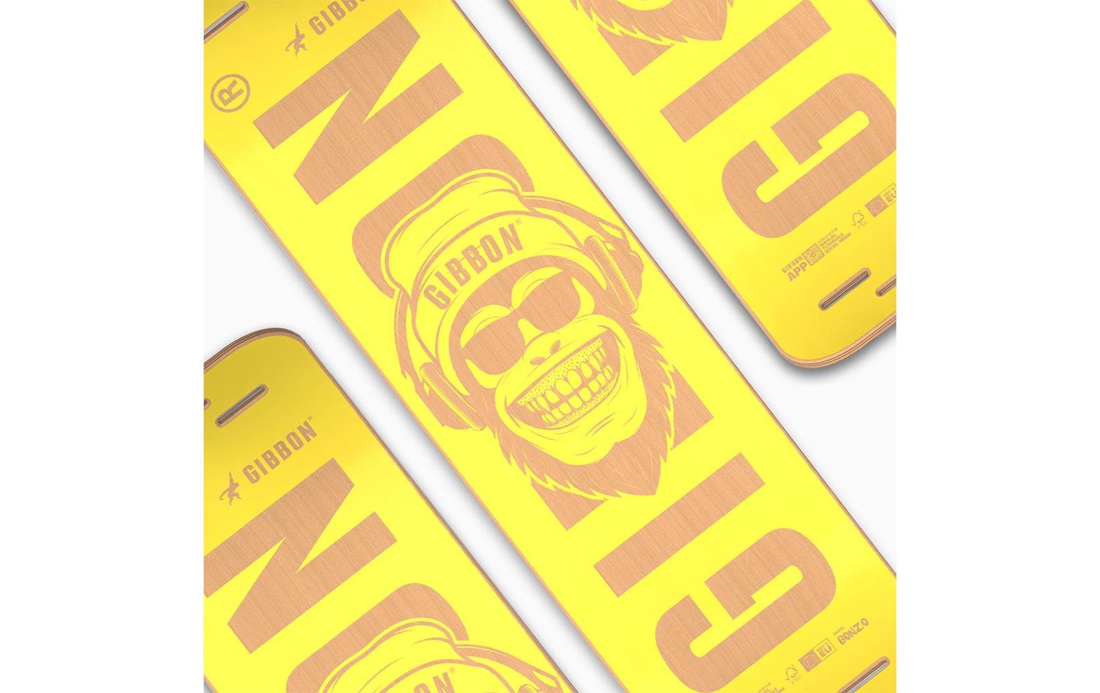 Gibbon Balance Board Bonzo – Buchenfurnier – Gelb/Schwarz