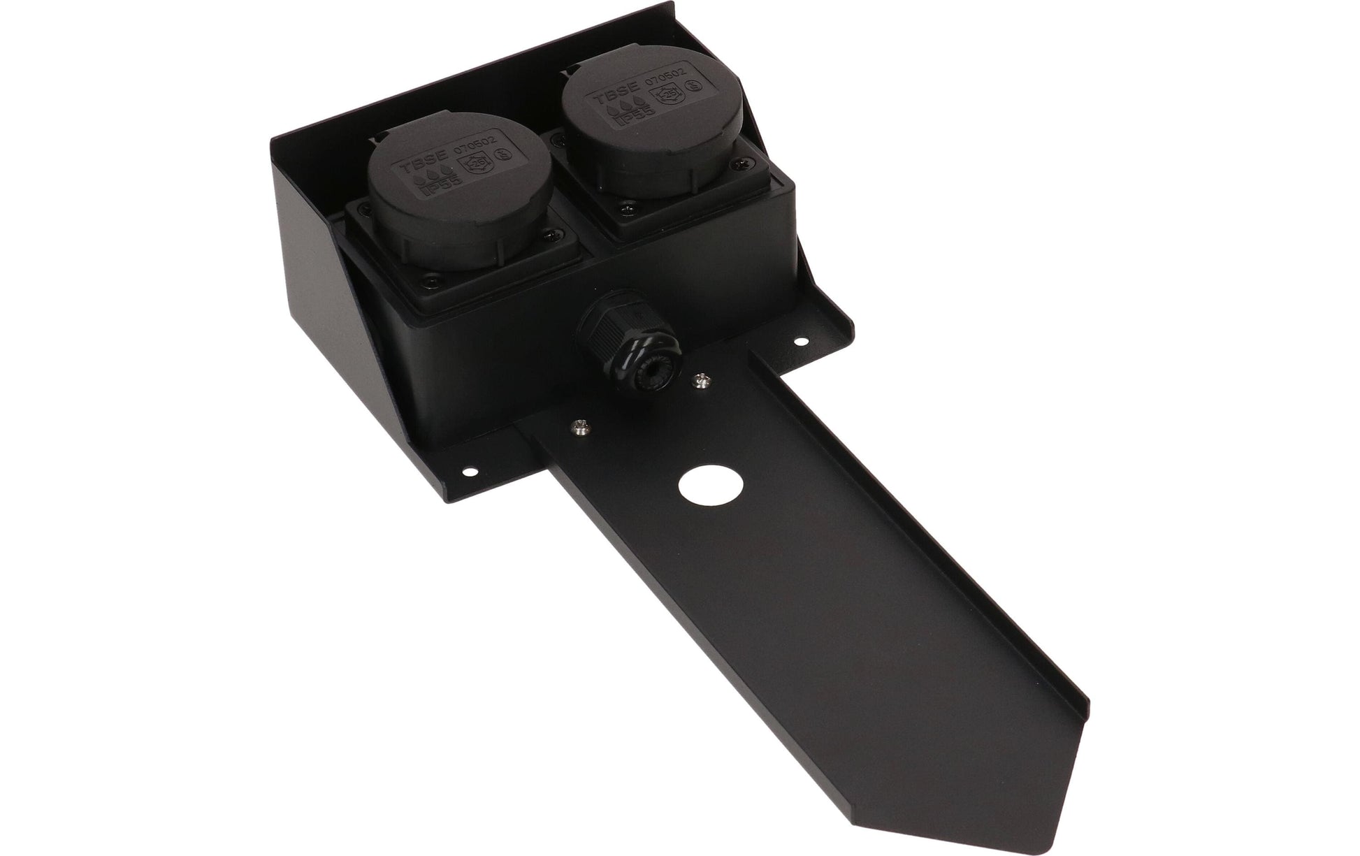 Max Hauri AG Max Hauri GardenLine Gartenstromverteiler, 2×T13, IP44/55, 1,5 m Zuleitung, abnehmbarer Erdspiess – Schwarz