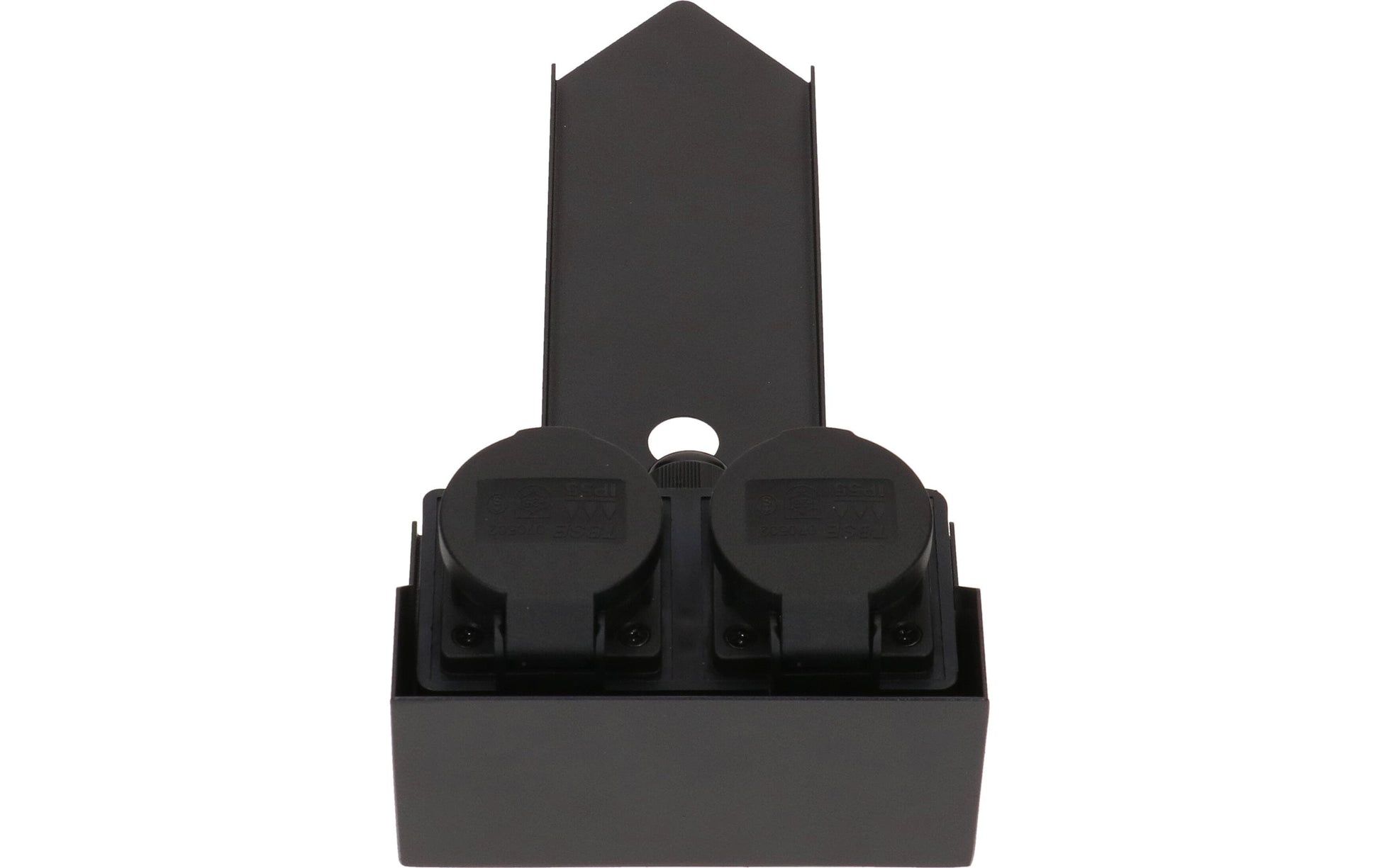 Max Hauri AG Max Hauri GardenLine Gartenstromverteiler, 2×T13, IP44/55, 1,5 m Zuleitung, abnehmbarer Erdspiess – Schwarz