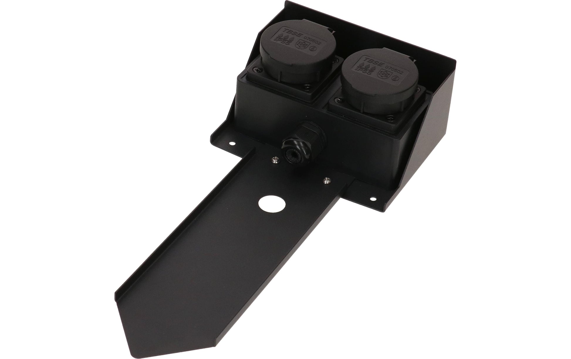 Max Hauri AG Max Hauri GardenLine Gartenstromverteiler, 2×T13, IP44/55, 1,5 m Zuleitung, abnehmbarer Erdspiess – Schwarz