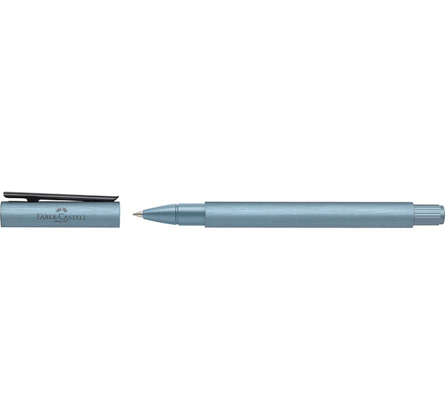 Faber-Castell Neo Slim – Tintenroller, 0,5 mm, Schwarz, dokumentenecht, Aluminium (eloxiert), Hellblau