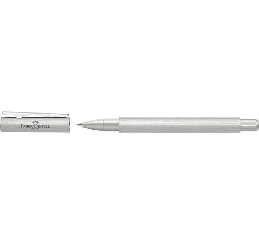 Faber-Castell Neo Slim Alu – Tintenroller, 0,5 mm, schwarz, dokumentenecht, Aluminium (eloxiert), silber