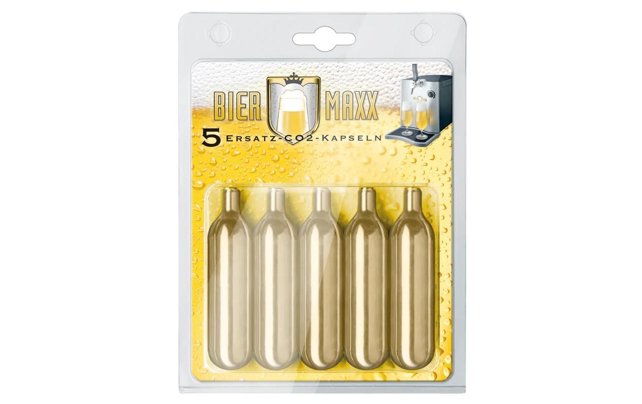 Biermaxx CO2-Kapsel – 8,8 × Ø 2,2 cm, für Bier Maxx Zapfanlagen, 5 Stk., Gold