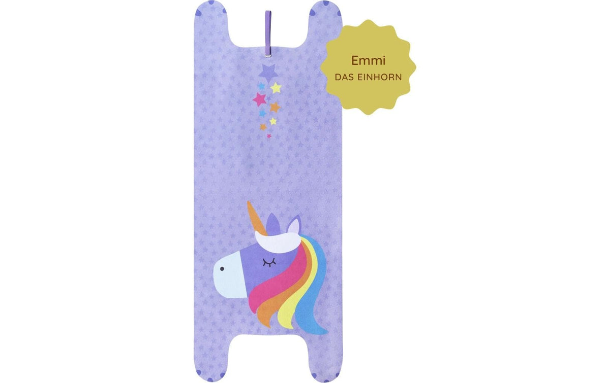 Yogitier Bodenmatte Emmi das Einhorn – 60 × 155 cm, Violett, Mikrofaser/Naturkautschuk, Dicke 0,2 cm