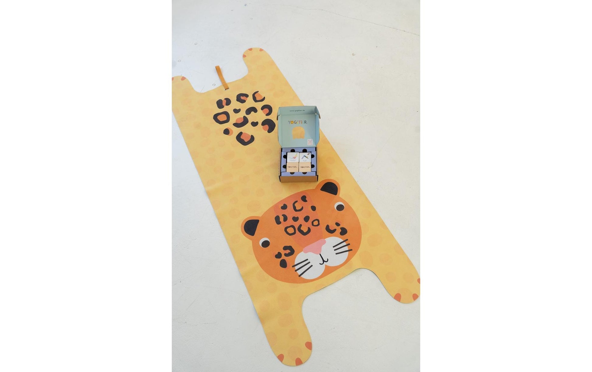 Yogitier Kinder-Yogamatte, 155 × 60 cm – Gelb, Naturkautschuk