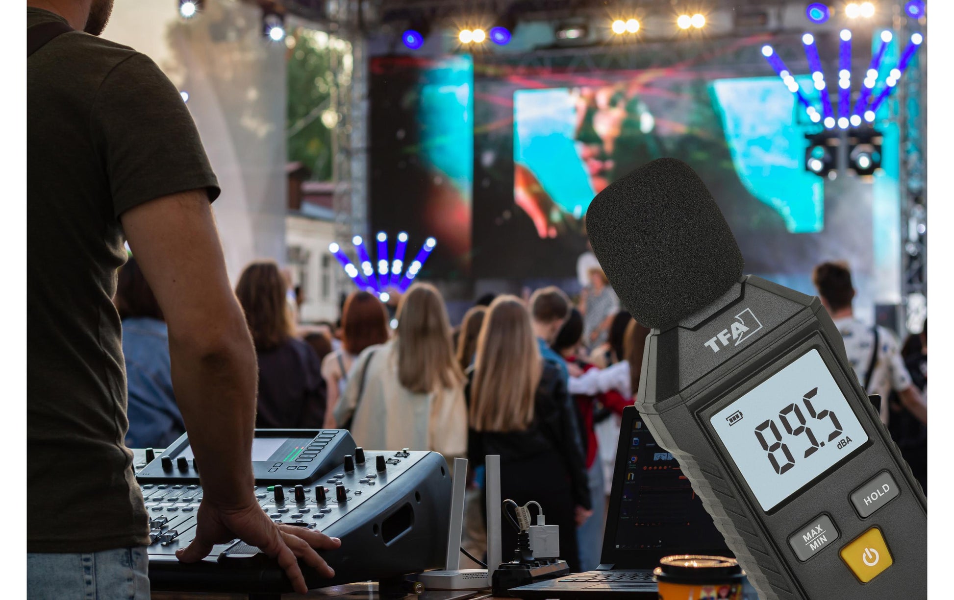 TFA-Dostmann TFA Dostmann SOUND BEE 2 – Schallpegelmesser – Alarm, MAX/MIN/AVG, kalibrierbar, für Umweltmessung, Schwarz
