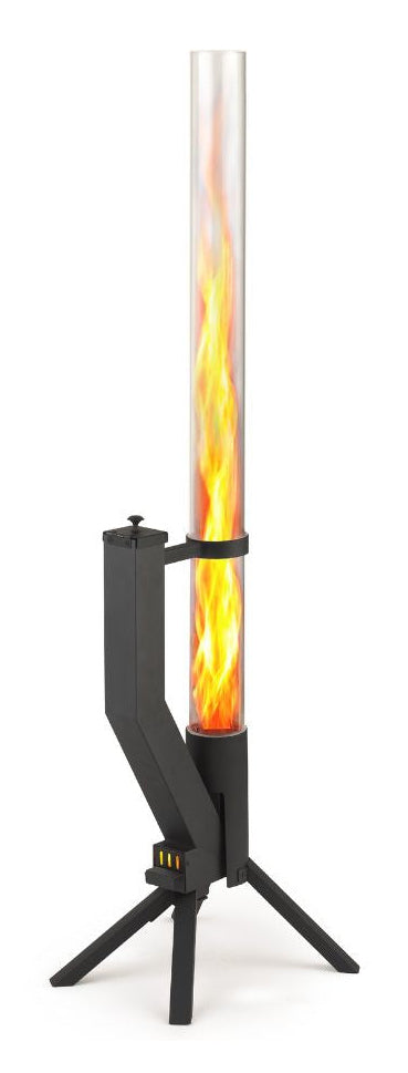 Gardenflare Freistehende Feuerstelle – Ø 8 × 130 cm – Metall & Borosilikatglas & Edelstahl, Schwarz