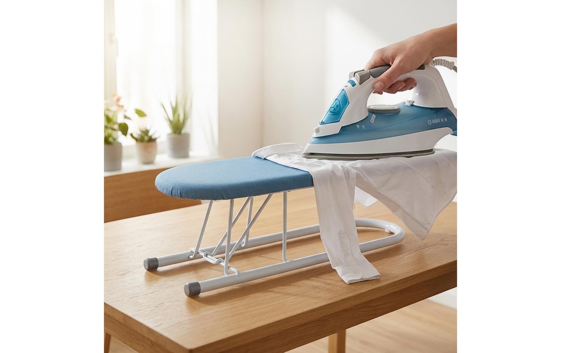 Relaxdays Ärmelbrett – Baumwolle, Kunststoff, Stahl – Blau/Weiss – 520 × 125 mm